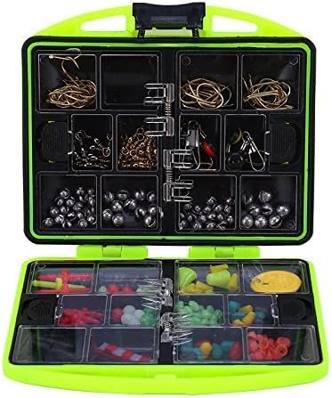 CYSFETENA Fishing Tackle Set, 24 Compartments Fishing Case with Accessories, Fully Loaded Fishing Box with Bait, Hooks, Leads, Jig Heads and More Than 100 Pieces, for Fishing and Outdoor Activities