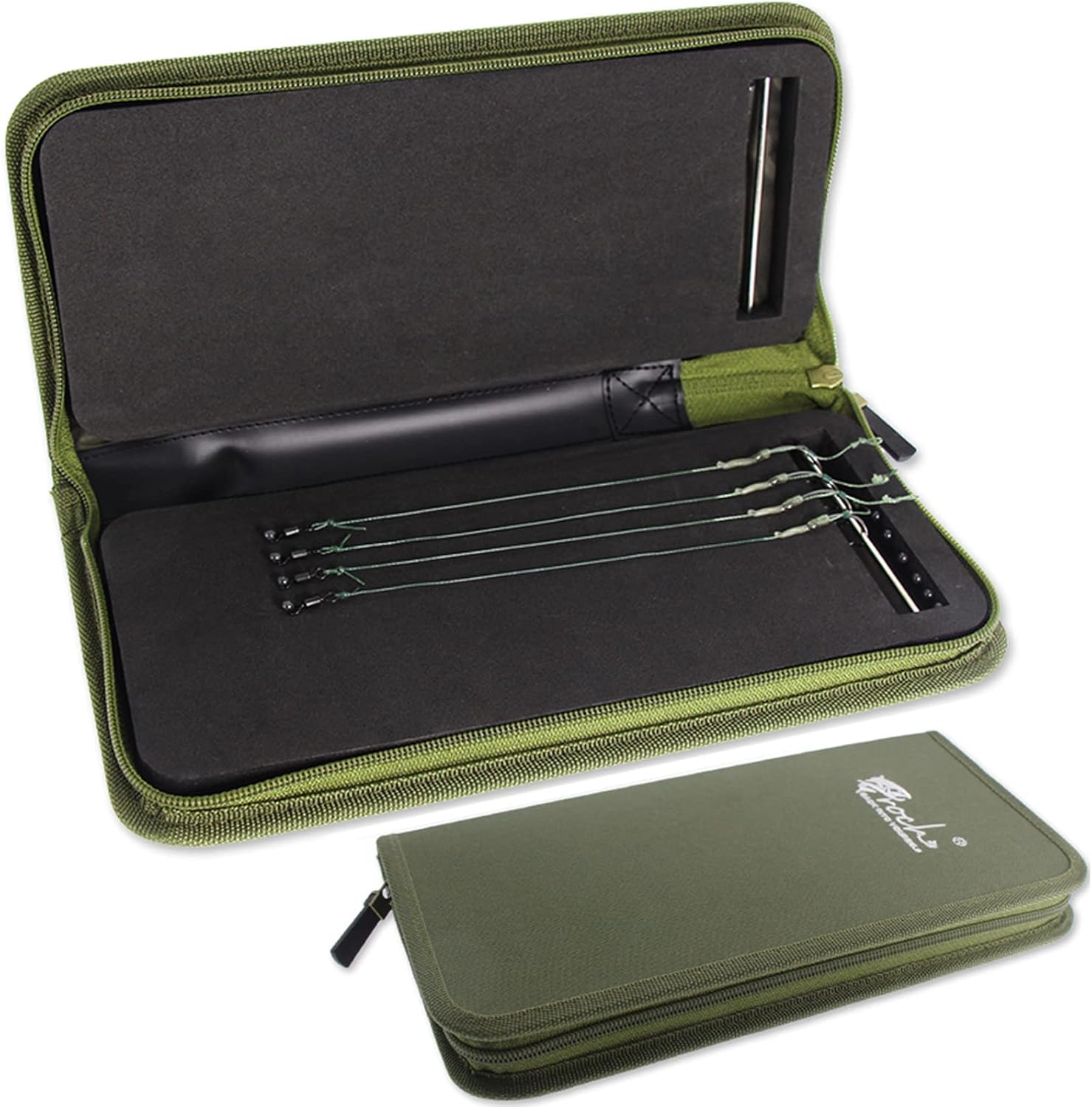 Croch Carp Accessories Rig Bag with 20 Pins for Carp Rigs Leaders Green