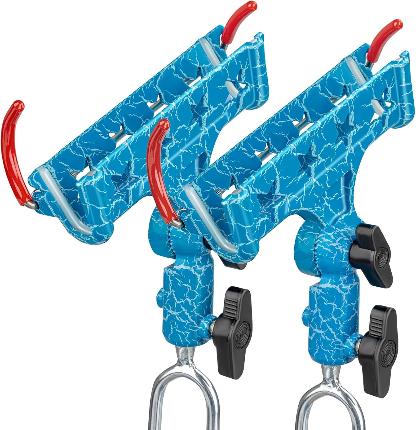 QualyQualy Rod Holder, Rod Stand, Fishing Accessories, Fishing Rod Stand Set for Bench, Fishing, Floor, Beach, Boat, 360 Degree Adjustable Fishing Rod Pod, 2 Rods (B-Blue Lx 2 Rods)